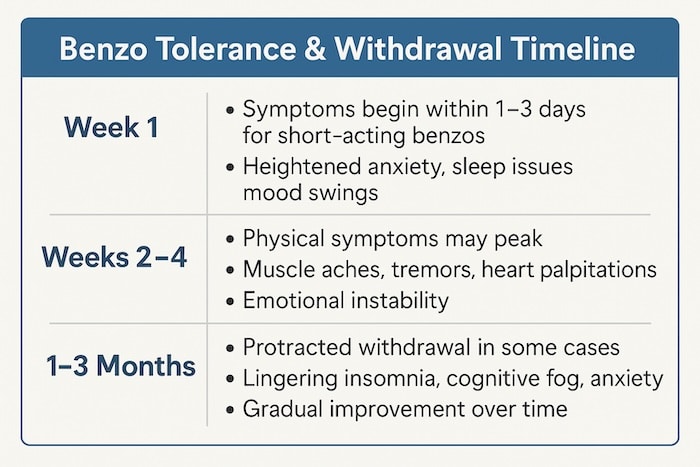 Benzo Tolerance & Withdrawal Timeline