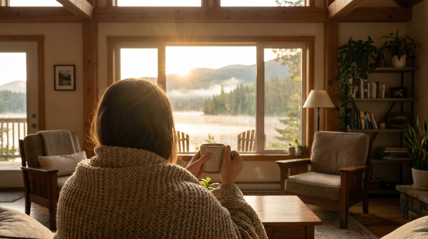 Person wrapped in a blanket at a sunlit window symbolizing hope during cocaine withdrawal and recovery in Canada